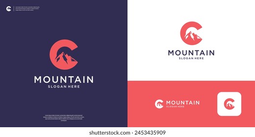 Diseño Abstractas del logotipo de la montaña y de la letra C