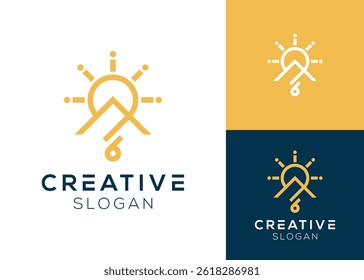 Abstract mountain with light bulb logo design for education and ideas