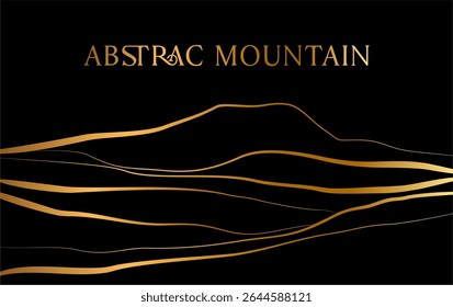 Abstract Mountain Line Art With Golden Color Background