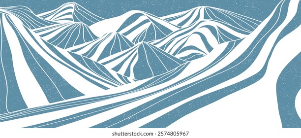 Abstract Mountain line art illustration. Abstract contemporary aesthetic backgrounds landscapes. use for print art, poster, cover, banner, template