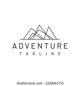 abstract mountain line art vector logo design