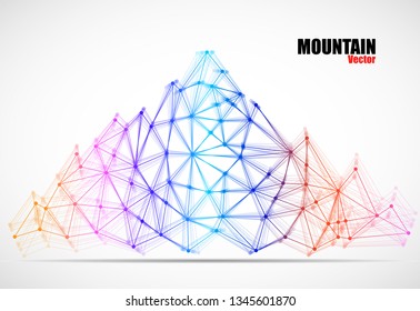 Abstract mountain of lines and dots. Polygonal mountain. Vector