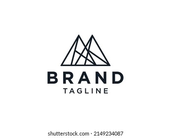 Abstract Mountain Logo. Black Geometric Line Initial Letter M isolated on White Background. Flat Vector Logo Design Template Element.