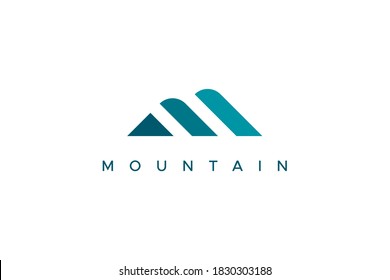 Abstract Mountain Logo. Blue Geometric Shape Initial Letter M isolated on White Background. Usable for Business and Branding Logos. Flat Vector Logo Design Template Element.