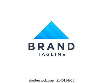 Abstract Mountain Logo. Blue Geometric Shape Initial Letter M isolated on White Background. Usable for Business and Branding Logos. Flat Vector Logo Design Template Element.
