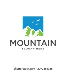 Abstract mountain logo design concept. Symbol icon of traveling, adventure, farm, park, hill, business etc. Travel logo template.