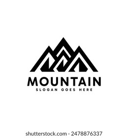 Abstract mountain logo design with minimalist geometric shape concept.