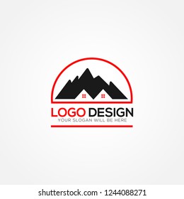 Abstract Mountain Logo Design, Modern and Simple Mountain Icon, Travel Symbol Icon - Vector