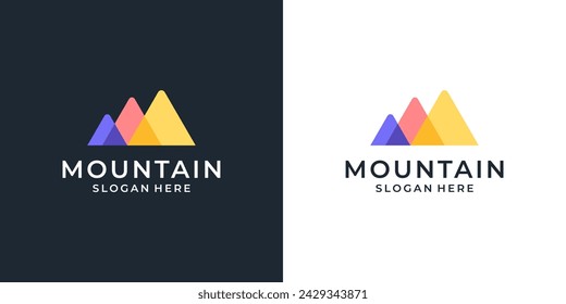 Abstract mountain logo design template. Colorful overlap mount business logo vector.