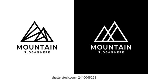 Abstract mountain logo design template. Peak logo with line style design graphic vector. Symbol, icon, creative.