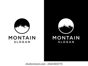 Abstract mountain logo emblem, vector icon
