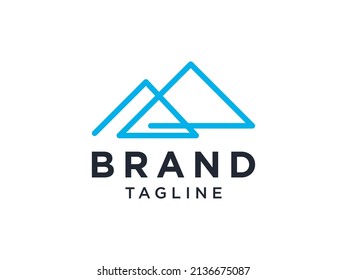 Abstract Mountain Logo. Geometric Line Initial Letter M isolated on White Background. Flat Vector Logo Design Template Element