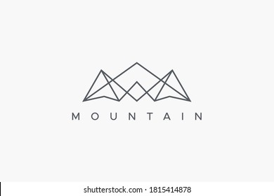 Abstract Mountain Logo. Geometric Shape Mount Symbol Linear Style isolated on White Background. Flat Vector Logo Design Template Element.