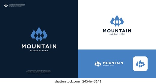 Abstract mountain logo icon vector. Geometric peak symbol logo design.