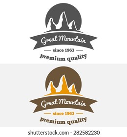 Abstract mountain logo, label, emblem, badge and logotype elements for corporate or company