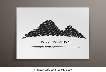Abstract mountain logo on  white paper