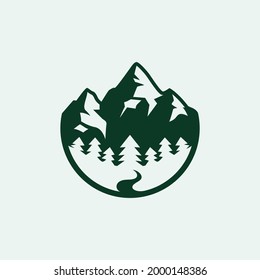 Abstract Mountain logo with simple design template, flat icon