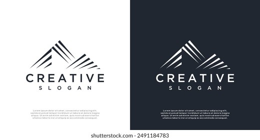 Ilustración abstracta del Vector del logotipo de la montaña	
