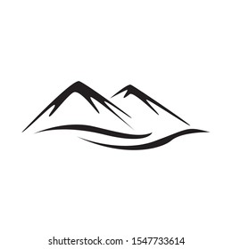 Abstract mountain logo vector nature or outdoor landscape silhouette