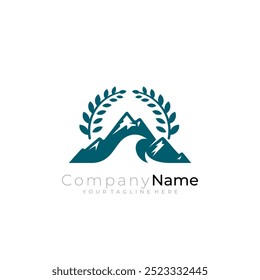 Abstract mountain logo and wave design simple, flat logos