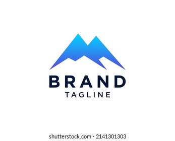 Abstract Mountain Logo. White Mount Silhouette Geometric Triangle Shape isolated on White Background. Flat Vector Logo Design Template Element.