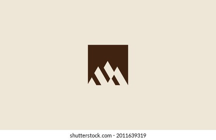 Abstract Mountain Logo.Geometric Shape Initial Letter  a and M isolated on off White Background. Usable for Business and Branding Logos. Flat Vector Logo Design Template Element.
