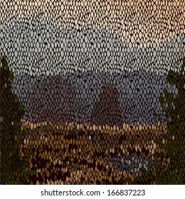 Abstract mountain mosaic landscape