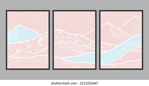 Abstract mountain painting, Abstract background, line art.
