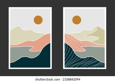 abstract mountain painting, Abstract background, Premium Vector