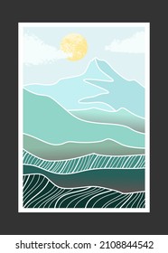 abstract mountain painting, Abstract background, Premium Vector