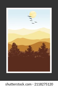Abstract mountain painting, Abstract background, Premium Vector