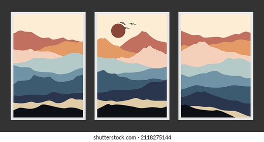 Abstract mountain painting, Abstract background, Premium Vector