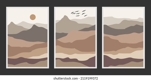 Abstract mountain painting, Abstract background, Premium Vector