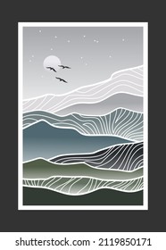 Abstract mountain painting, Abstract background, Premium Vector