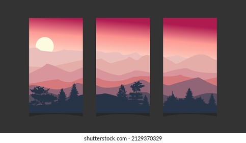 Abstract mountain painting, Abstract background, Premium Vector