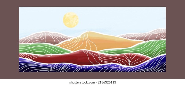 Abstract mountain painting, Abstract background, Premium Vector.