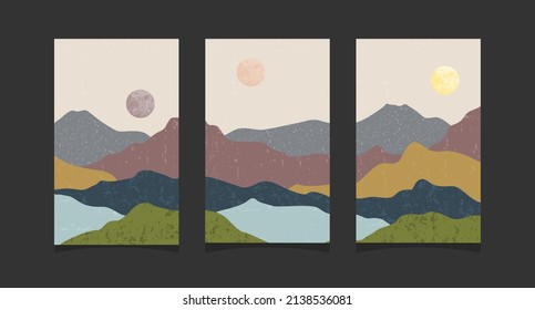 Abstract mountain painting, Abstract background, Premium Vector