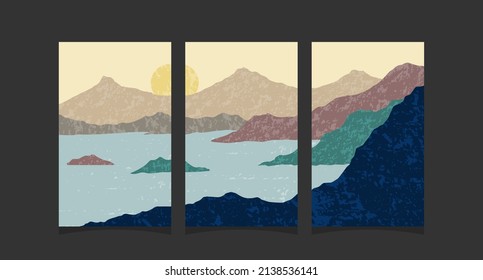 Abstract mountain painting, Abstract background, Premium Vector