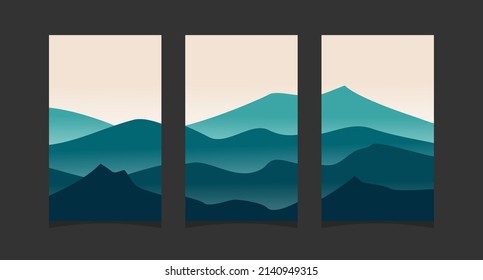 Abstract mountain painting, Abstract background, Premium Vector
