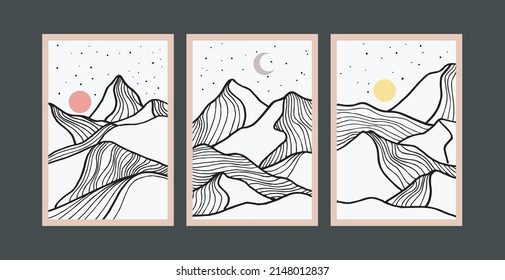 Resumen de pintura de montaña, fondo abstracto, vector premium