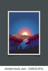 Abstract mountain painting, Abstract background, Premium Vector