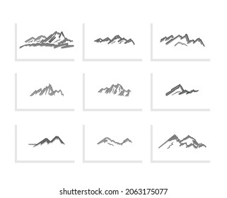picos de montaña abstractos, conjunto de ilustraciones de líneas vectoriales