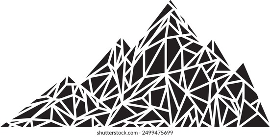 Abstract mountain polygonal silhouette illustration. Abstract retro geometric mountain illustration design.
