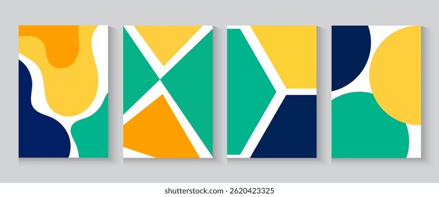 Cartel Abstractas de la montaña, tarjetas, colección de patrón sin fisuras de Anuncio. Fondo colorido de la cubierta de la bandera de la onda fijado con las texturas geométricas y las Formas del ambiente de la naturaleza