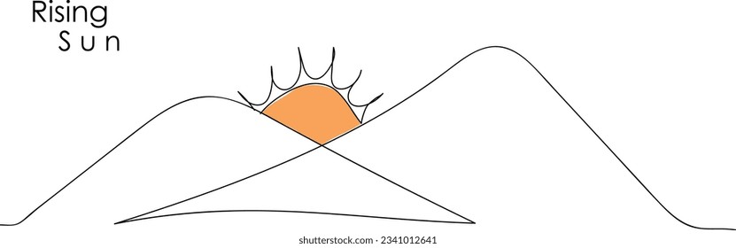 Abstract mountain range landscape, flat scenery background. Vector sunrise wallpaper for icon, logo.