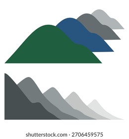 Paisaje Abstractas de la cordillera con los picos que retroceden, aislado en el fondo blanco
