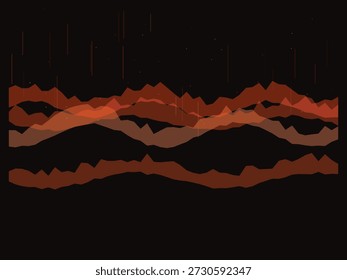 Silueta Abstractas de la cordillera con gradiente rojo-naranja cálido, diseño geométrico minimalista, efecto de iluminación dramático, estilo de arte digital moderno