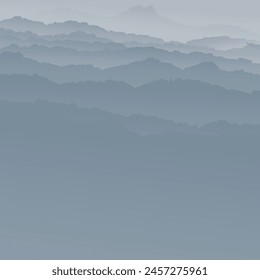 abstract mountain ranges graphic with fog on square background vector illustration have blank space.
