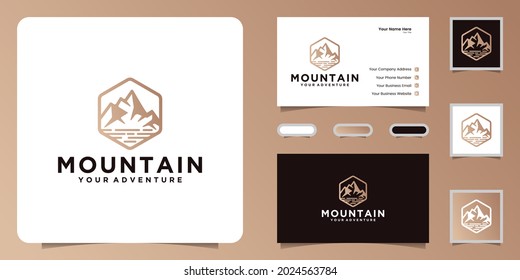 Abstract mountain and river inspiration design logo and business card