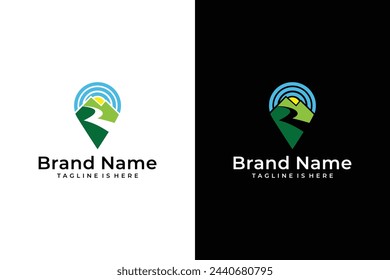 abstract mountain road location vector logo